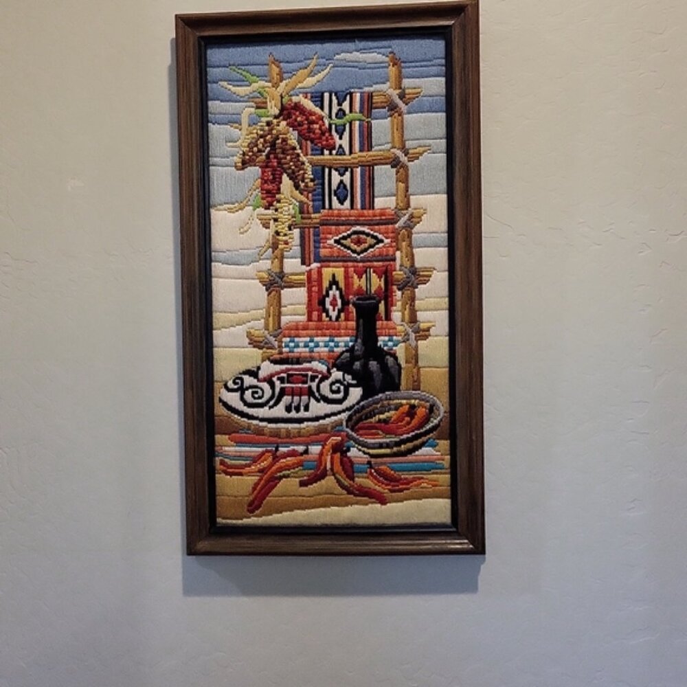 Native American Wall Tapestry Woven Yarn Corn Blankets Pots Peppers